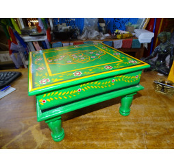 Table à coussin "bazot" en 30x30 cm verte et fleurs