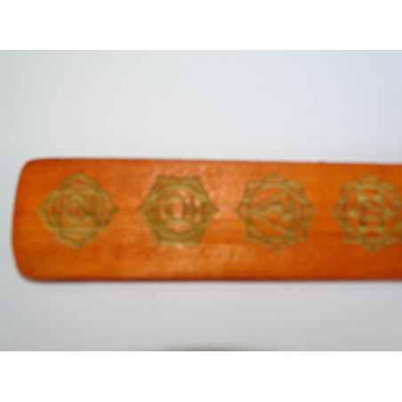 Porta incenso in legno dipinto con 7 CHAKRAS - arancio