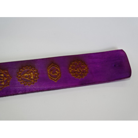 Porta incenso in legno dipinto con 7 CHAKRAS - fucsia