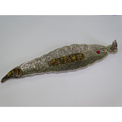 Brown mosaic aluminum incense stick holder - OM