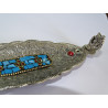 Incense holder in aluminum and turquoise mosaic - OM