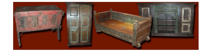meubles indiens anciens et récents,textiles et décoration intérieure de l'inde.